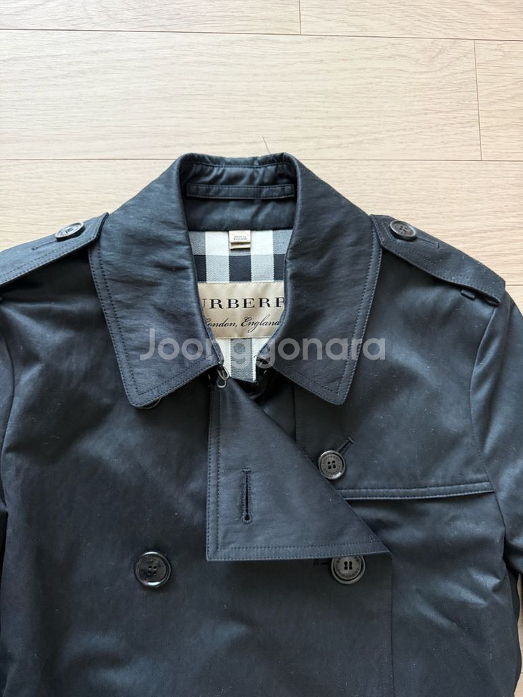 버버리 히본 미드 코튼 트렌치 코트 블랙--2