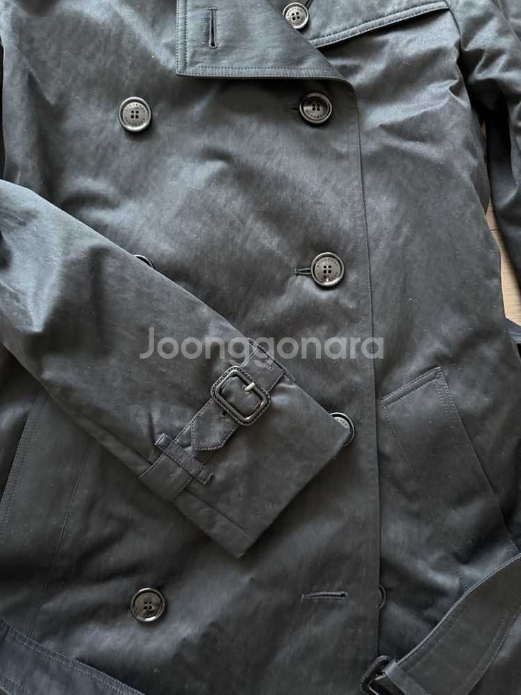 버버리 히본 미드 코튼 트렌치 코트 블랙--3