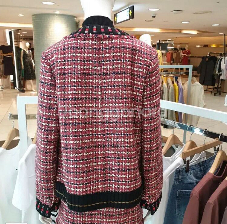 보브 vov 코코 체크 트위드 자켓 치마 세트--3