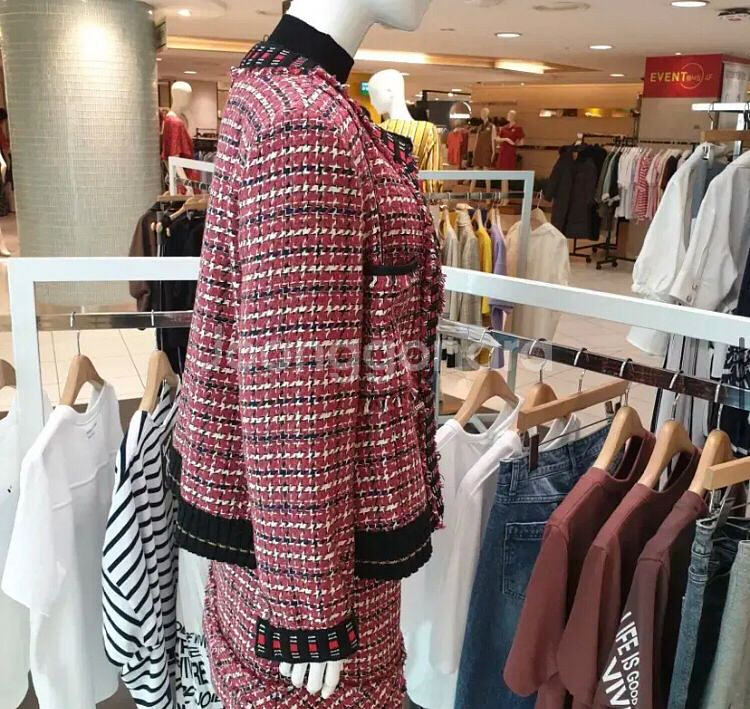 보브 vov 코코 체크 트위드 자켓 치마 세트--4