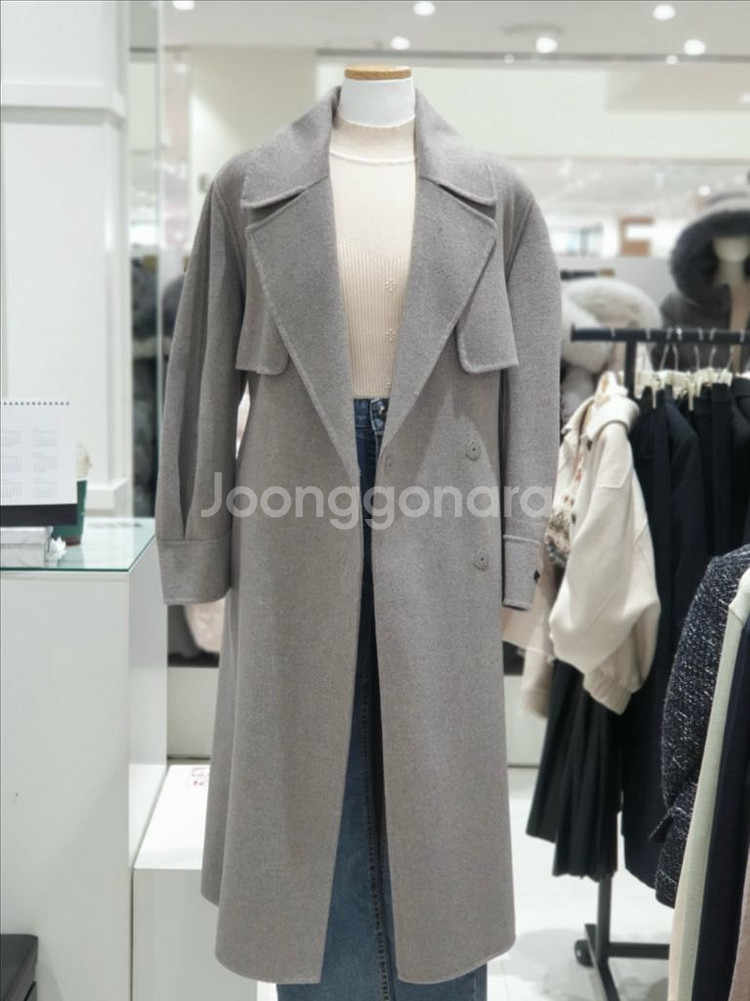 온앤온 멜란지카키 벨티드 코트--5