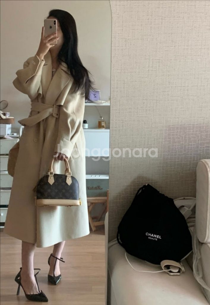 온앤온 멜란지카키 벨티드 코트--6