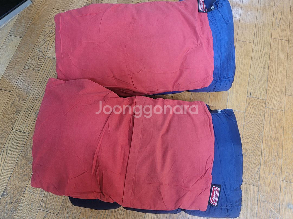 캠핑 침낭 2개 + 콜맨 베개 2개--3