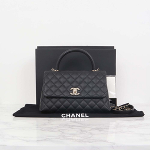 샤넬 코코핸들 미디움 캐비어 플랩백 블랙 A92991