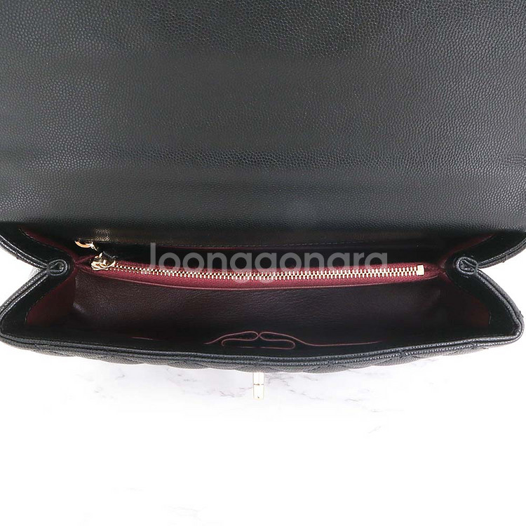 샤넬 코코핸들 미디움 캐비어 플랩백 블랙 A92991--6