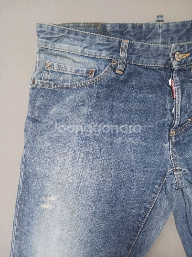 [36] 정품 디스퀘어드2 눈꽃페인트 슬림진 청바지--1
