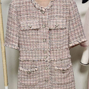 마인 핑크 트위드 원피스