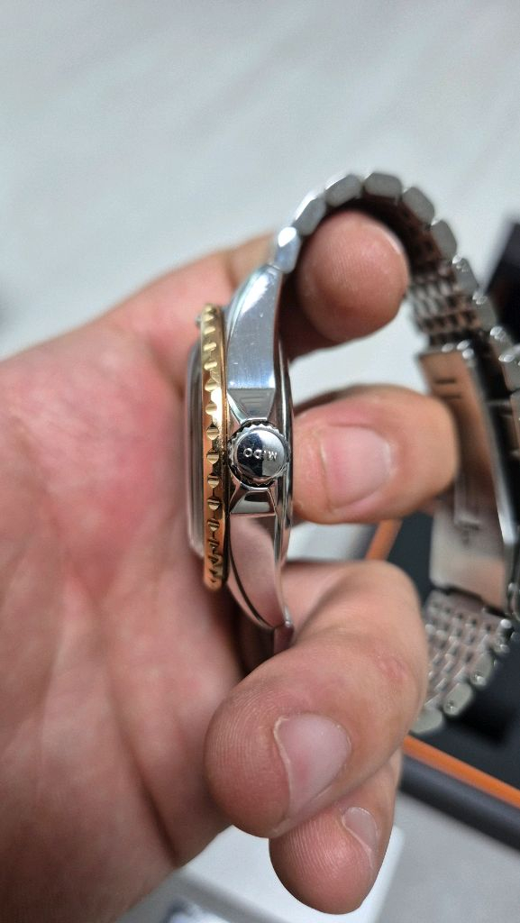 (네고가능)미도 오션스타 트리뷰트 로즈골드 콤비 다이버시계--4