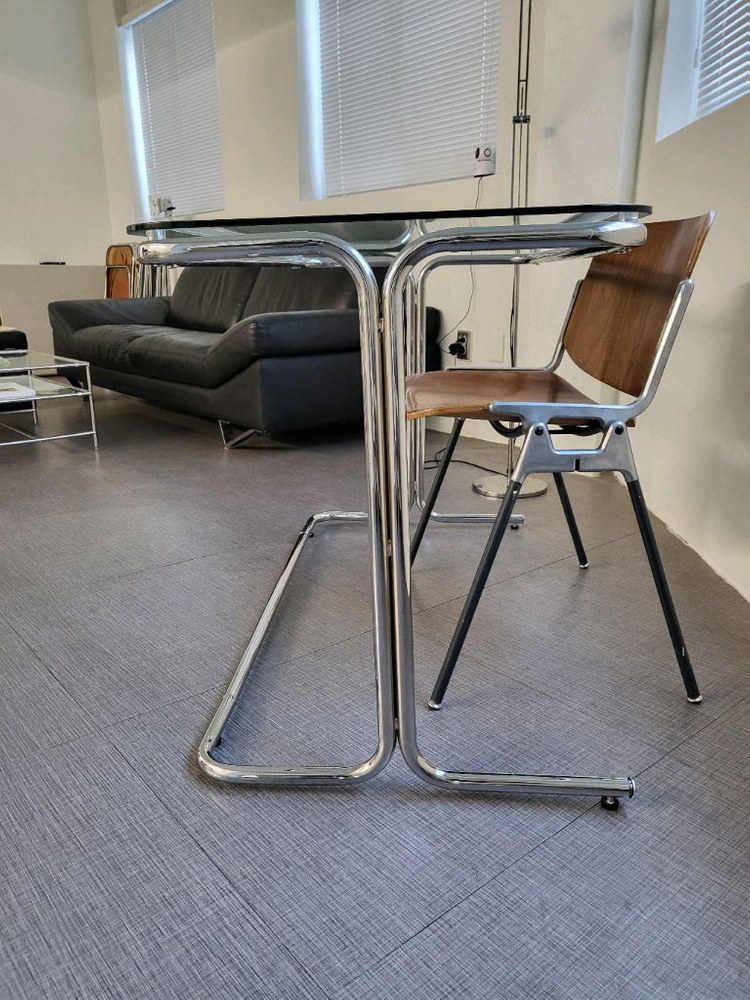 미드센츄리 유리 철제 테이블 120--1