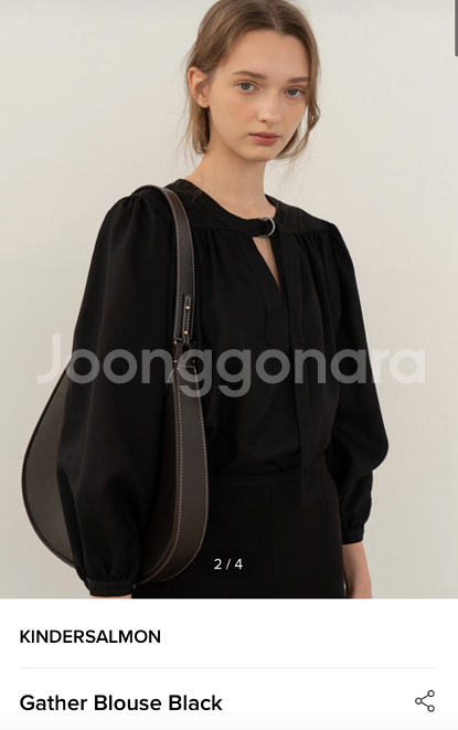 킨더살몬 gather blouse black--0