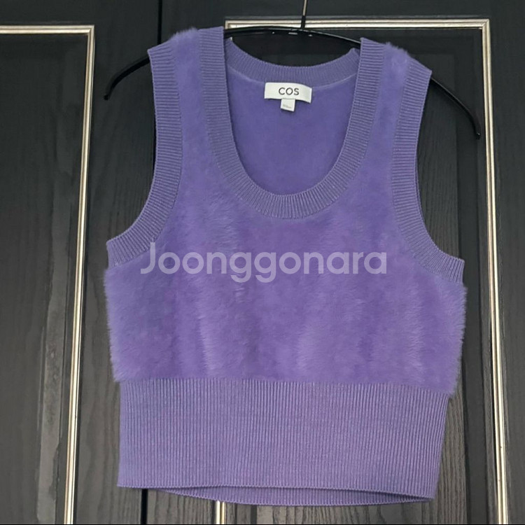 COS 퍼플 울 스쿱넥 모헤어 베스트 니트 조끼--2