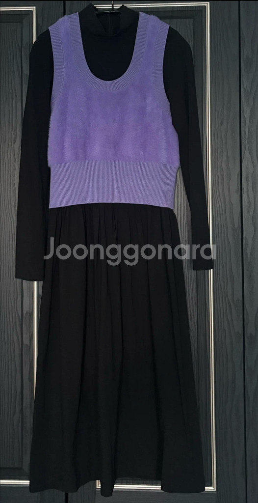 COS 퍼플 울 스쿱넥 모헤어 베스트 니트 조끼--3