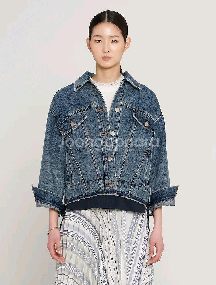 구호(KUHO) 여성 오버사이즈 데님 트러커 자켓 블루--1