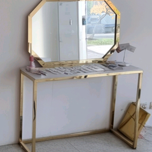 화장대세트 골드 프레임 콘솔 테이블 & 팔각 거울 세트