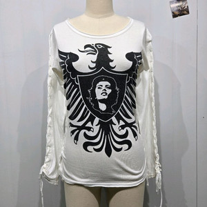 히스테릭 글래머 화이트 프린팅 펑크 긴팔 티셔츠