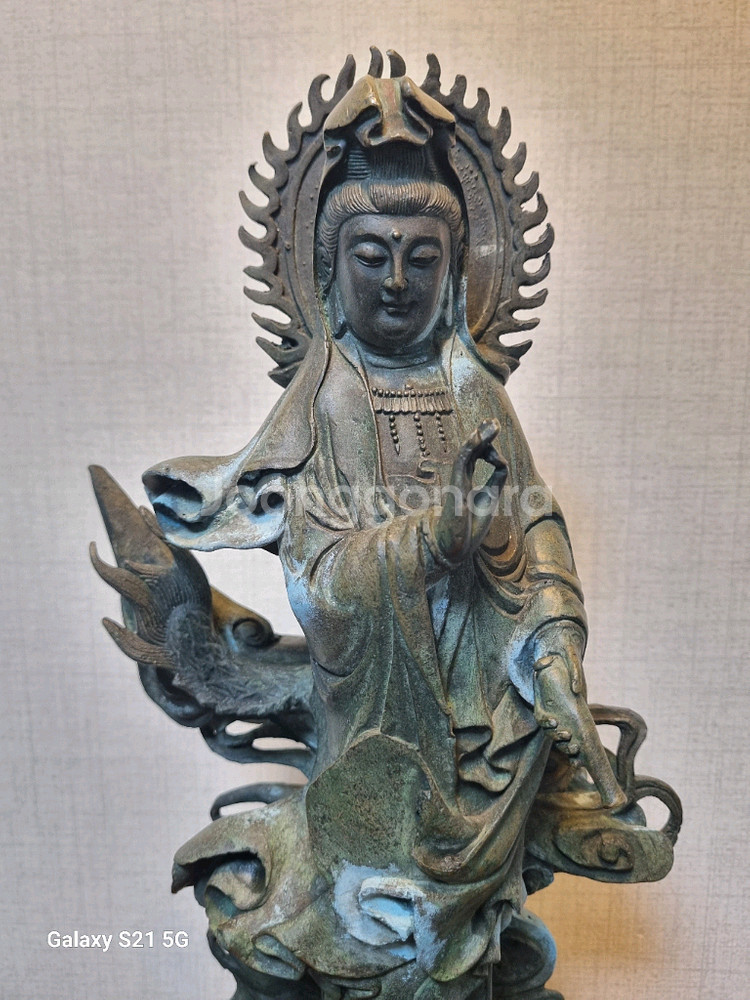 청동 해수관음보살상 입상 불상 - 높이 43cm--2