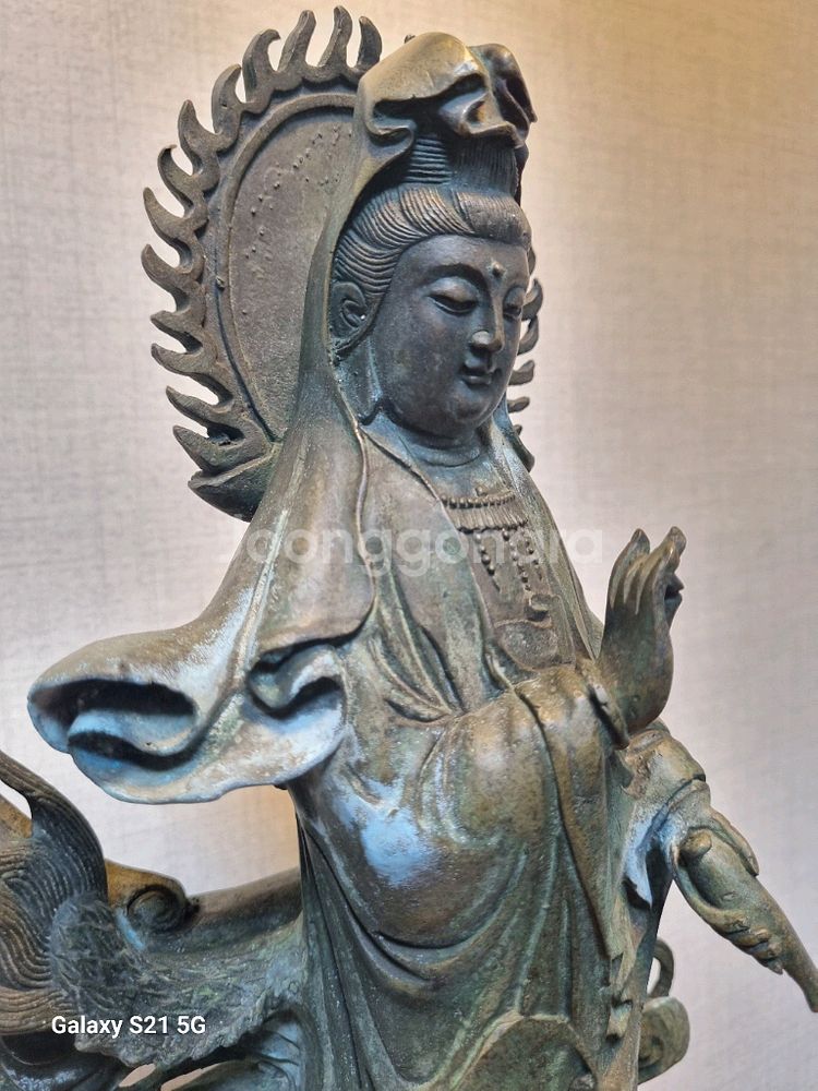청동 해수관음보살상 입상 불상 - 높이 43cm--4