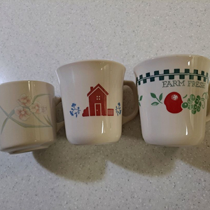 빈티지 코렐 베이지 머그 3종 세트