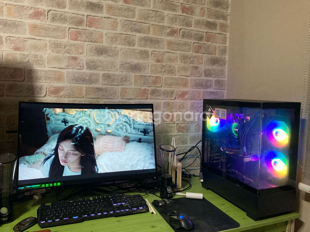 라이젠 수냉 게이밍PC + 27인치 커브드모니터--0