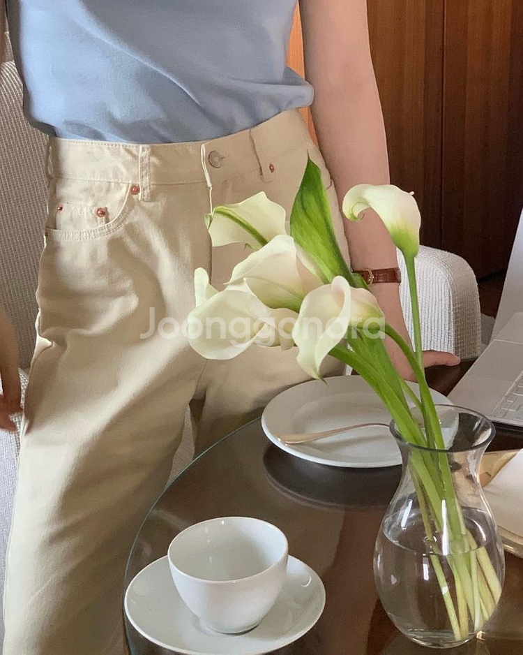 위드아웃썸머 페어코튼 팬츠 버터--2