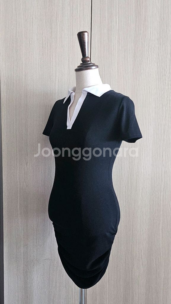 Cos 감성 흰검 배색 카라 미니원피스S--3