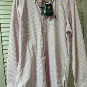 폴로 핑크 체크 셔츠(새상품)