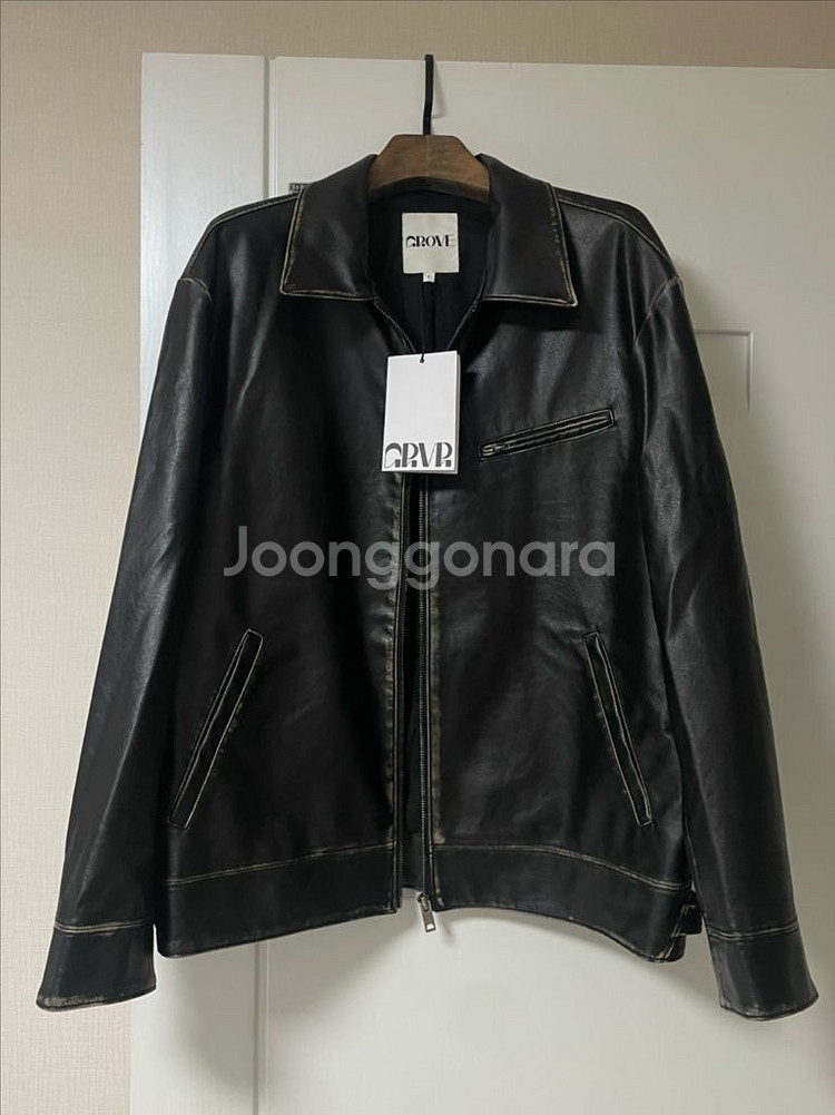 그로브 GROSS 레더 자켓 빈티지 하프 가죽코트--1