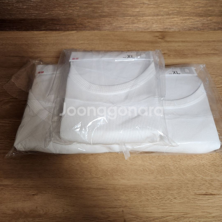 유니클로 드라이컬러 리브 탱크탑 러닝 화이트 XL 3장--1