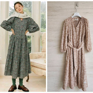 (브라운색상 판매)써스데이아일랜드 기모 미디원피스 S사