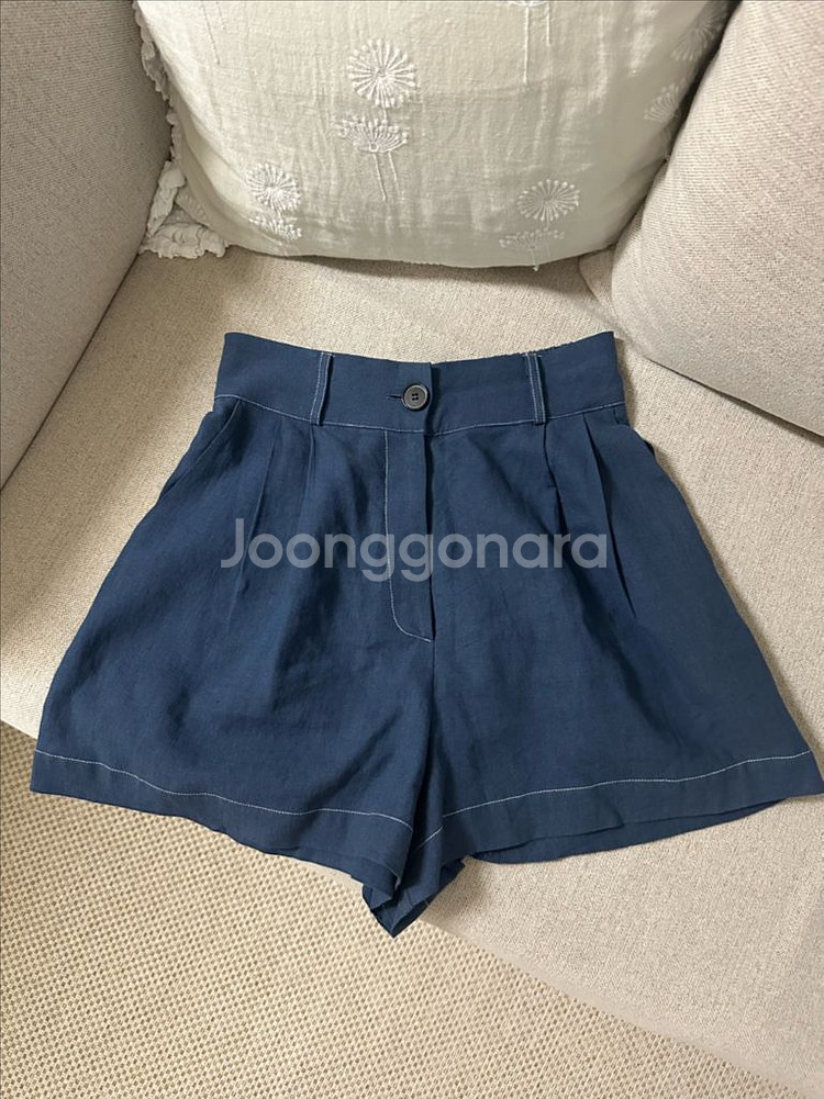 린넨 팬츠 네이비--0