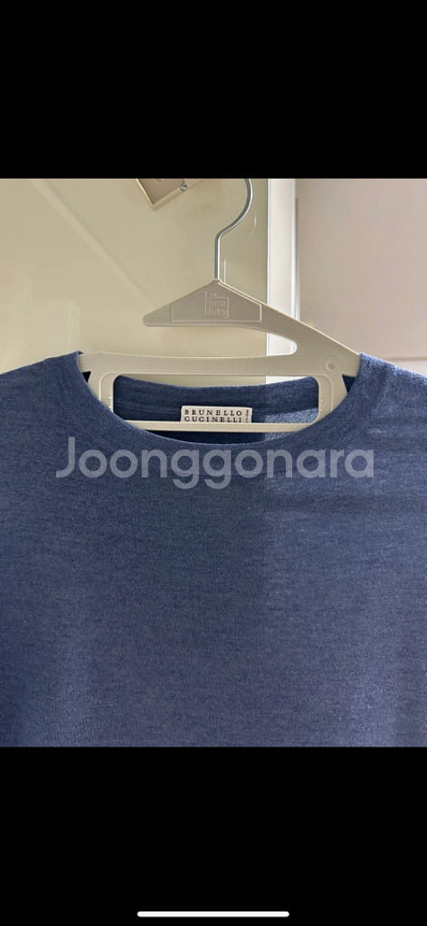 브루넬로 쿠치넬리 캐시미어 블렌드 티셔츠 블루--5