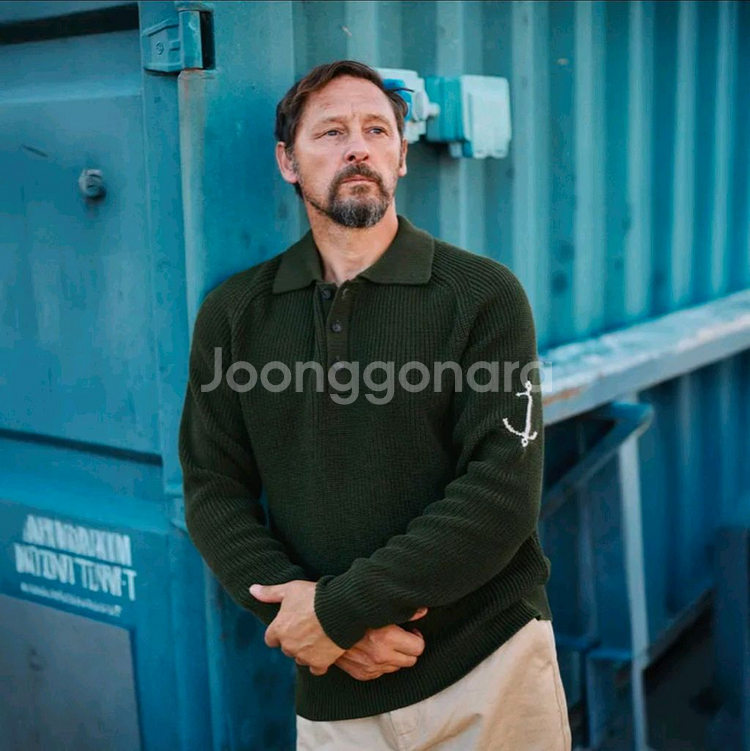 건지울른스 머서라이즈 코튼 새들 카라 니트--0