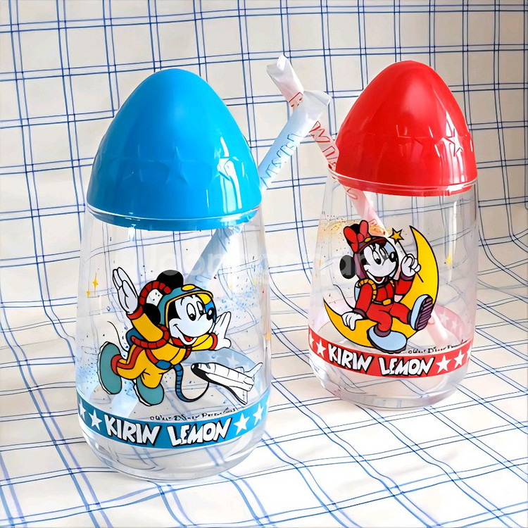 빈티지 디즈니 미키마우스 로켓 글라스 컵 인테리어 소품--0