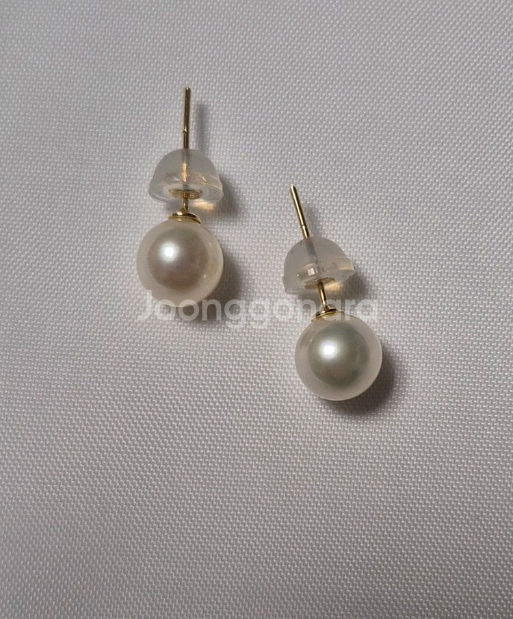 14k 7mm 담수진주 귀걸이--0