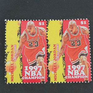1997년 미국NBA농구계 황제 마이클조던기념 우표 M 이미지