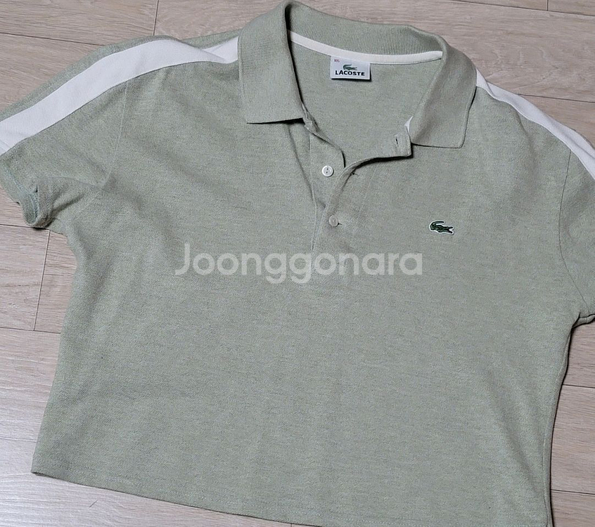 라코스테 녹차라떼색 크롭 카라티 반팔티 김코디 빈티지--1