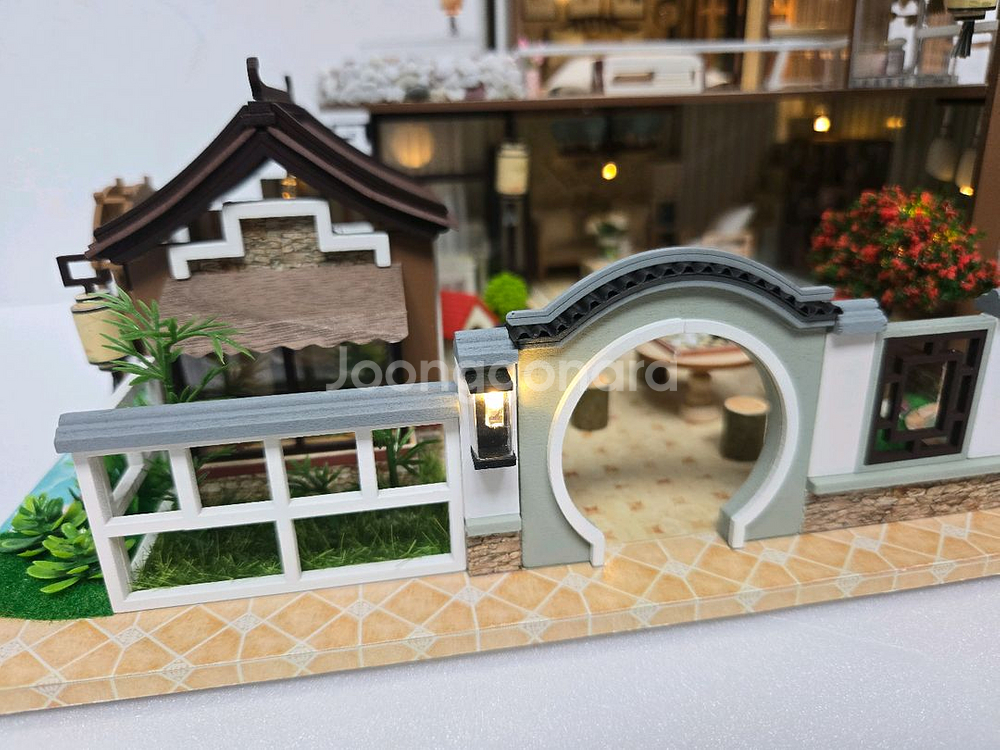 DIY 미니어처 편백나무 하우스 완성품--3