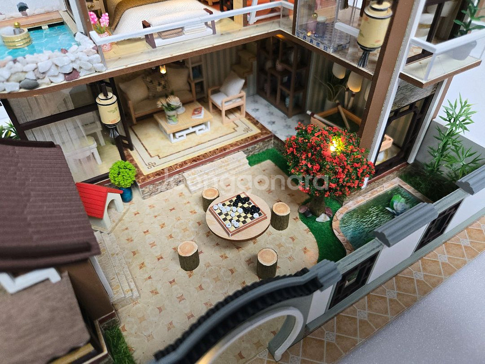 DIY 미니어처 편백나무 하우스 완성품--4