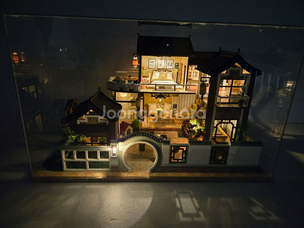 DIY 미니어처 편백나무 하우스 완성품--8