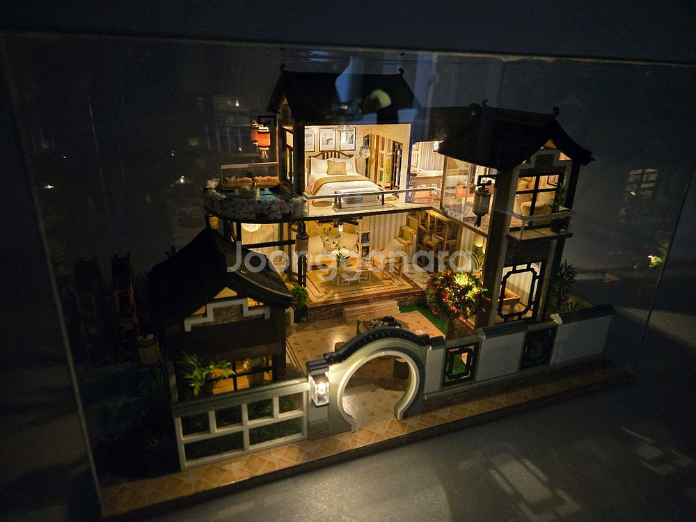 DIY 미니어처 편백나무 하우스 완성품--9