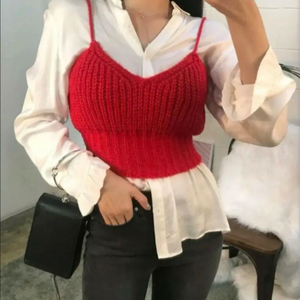 레드 니트 뷔스티에 빨강뷔스티에 레드니트 니트조끼