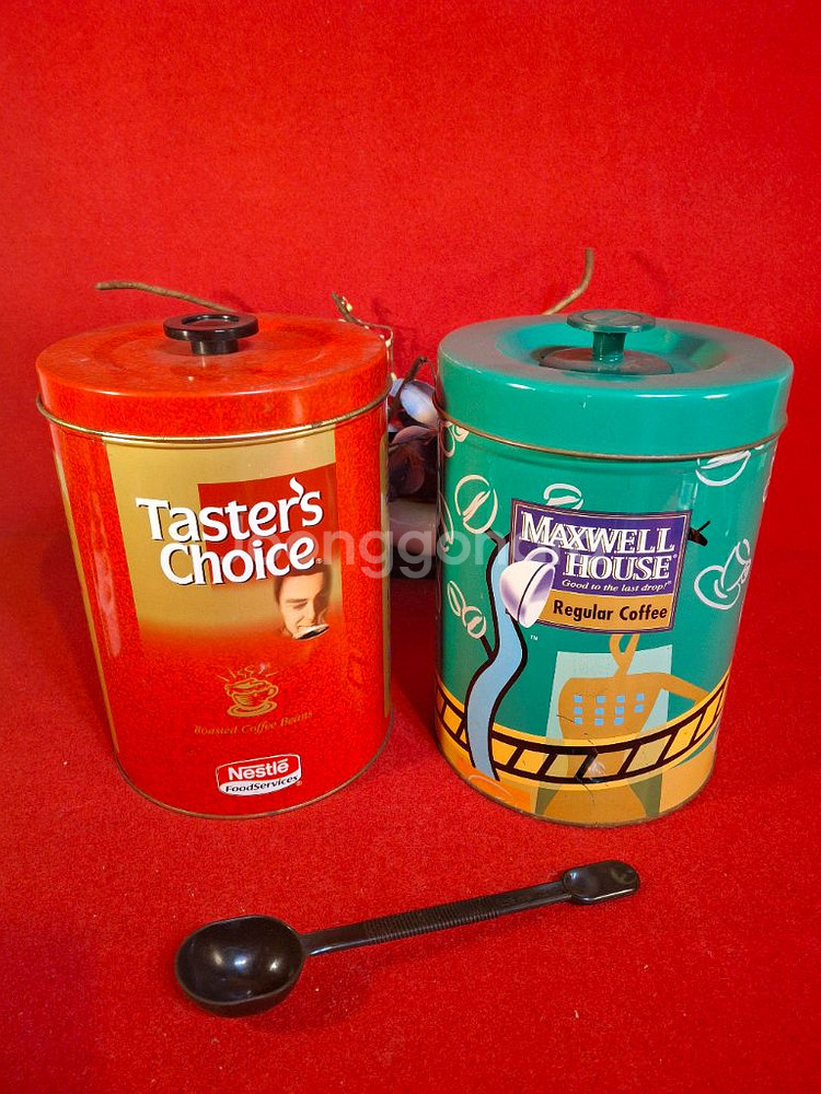 옛 대형 스텐커피통 2점--1