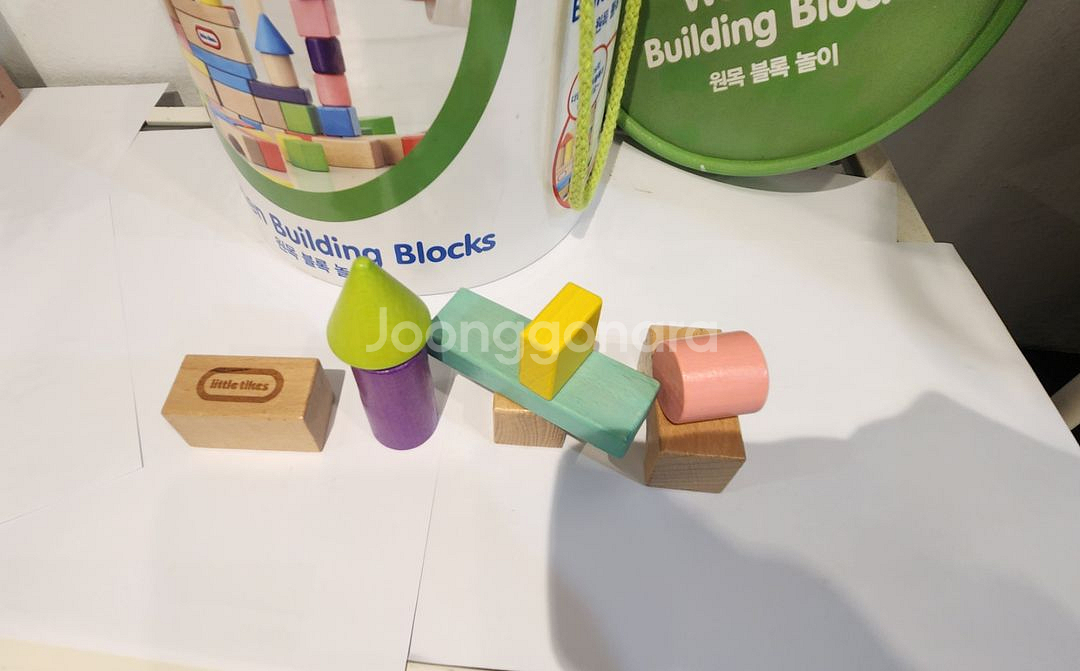 새상품 원목 교구 블록 레고 장난감 세트100p--3