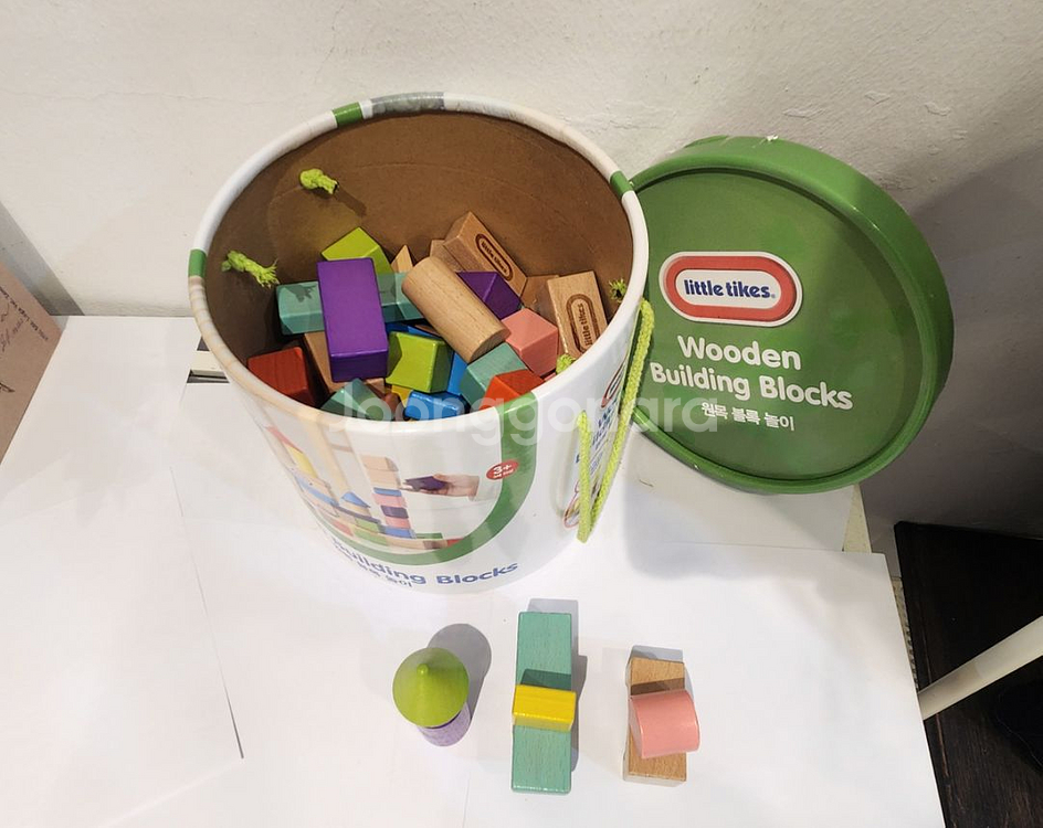 새상품 원목 교구 블록 레고 장난감 세트100p--4