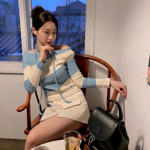 새상품) 기준 오프숄더 네이비 L