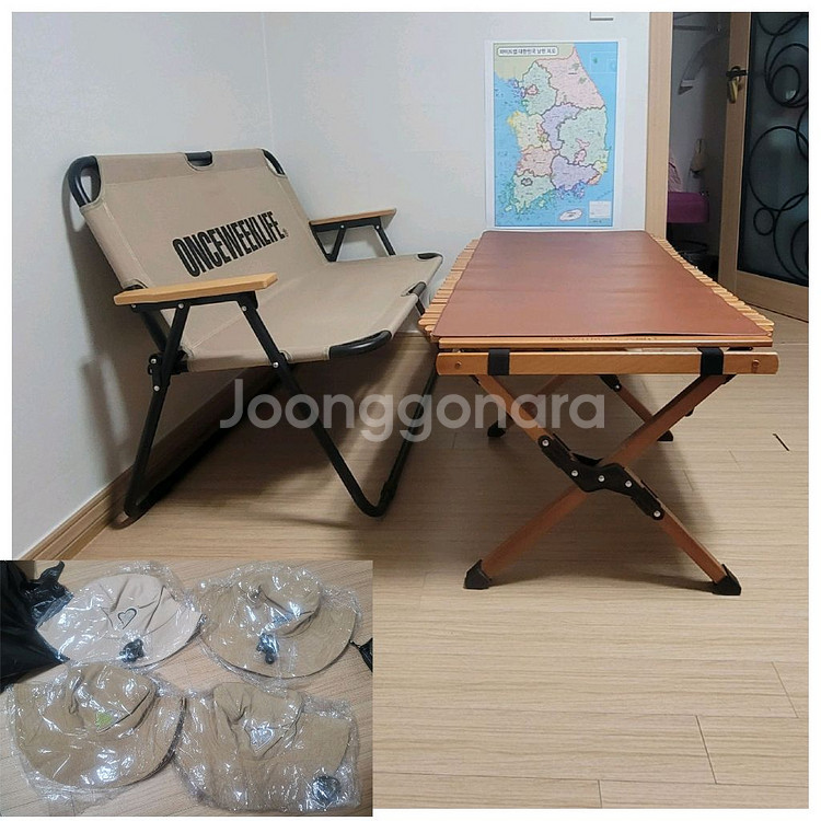 위모캠)원목 우드롤 캠핑테이블120cm(캠핑모자 2개서--1