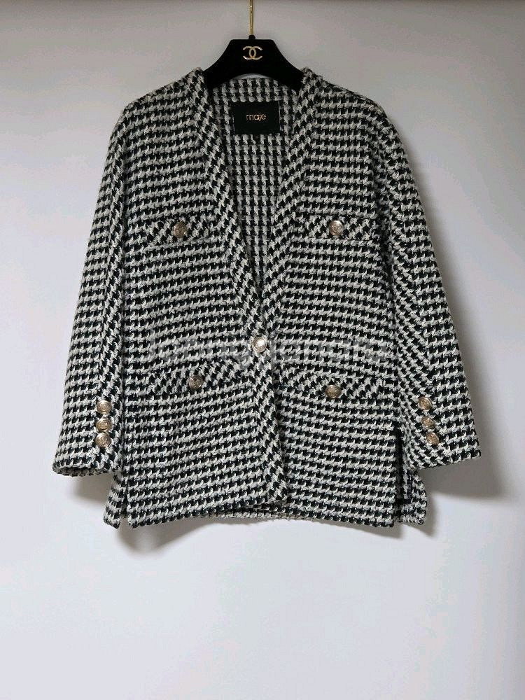 마쥬 maje 하운드투스 체크 트위드 자켓--0