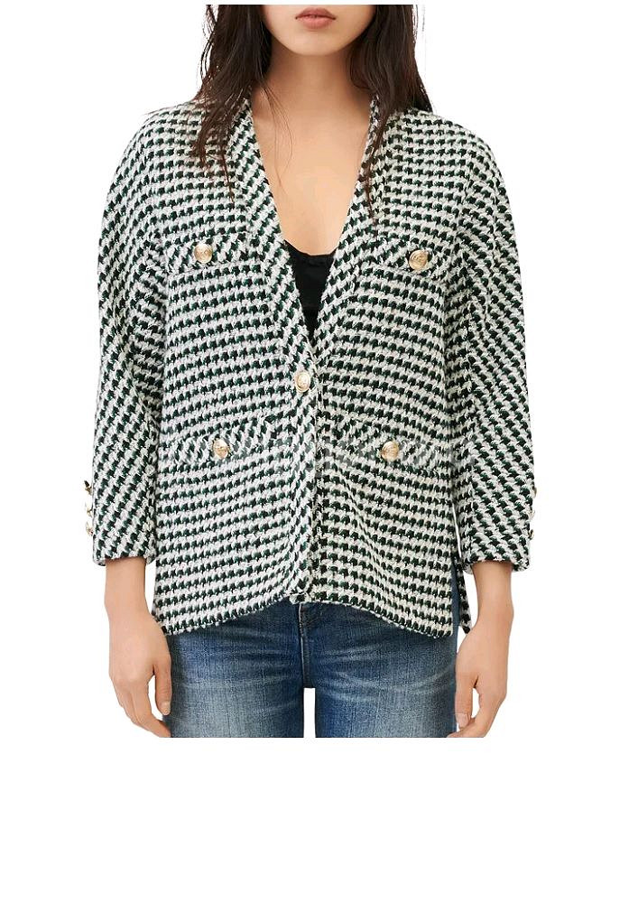 마쥬 maje 하운드투스 체크 트위드 자켓--1