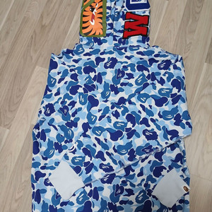 베이프 ABC 카모 샤크 풀 집 후드 블루