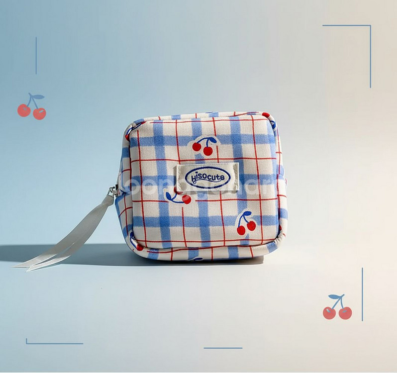 체리 포인트 파우치 노란색 블루 새상품--0